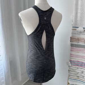 Lululemon Heathered Black Grey Racerback Cut-Out Pullover Tank Top Women’s 4